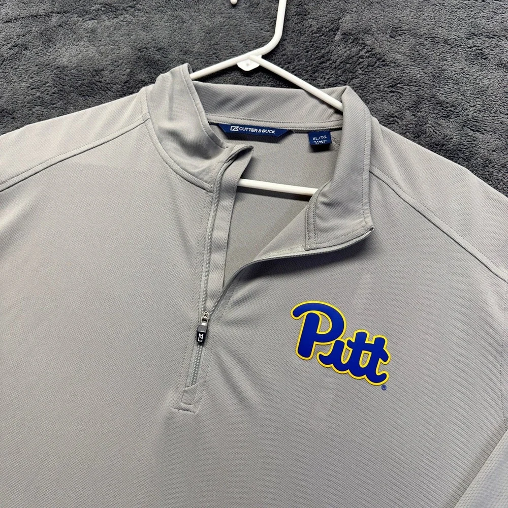 Pitt Panthers Quarter Zip Pullover Men's XL Cutter & Buck Gray Golf Athletic Top